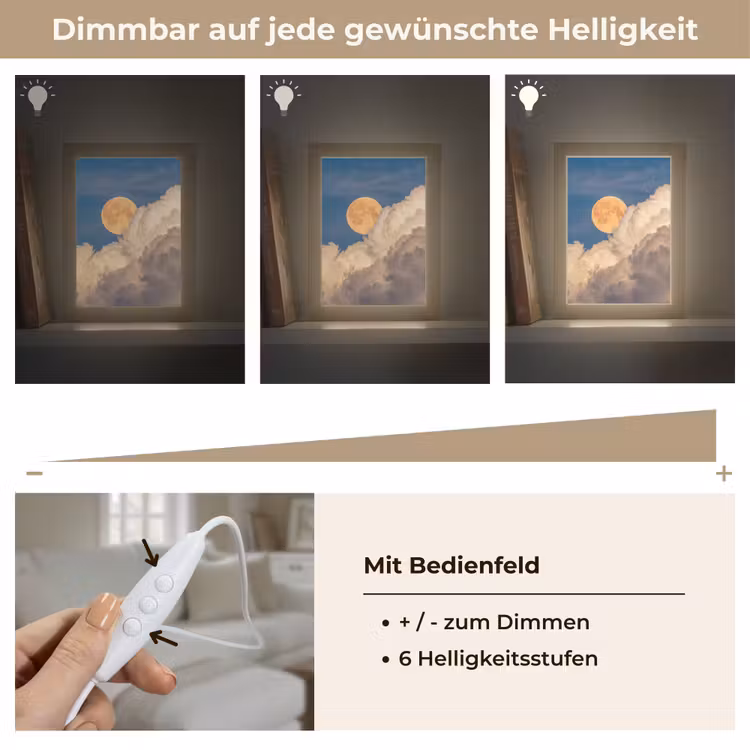 Maan - Wolken - Natuur - Oranje Light Box met kabel (Tafellamp) klein -USP_dimbaarDE