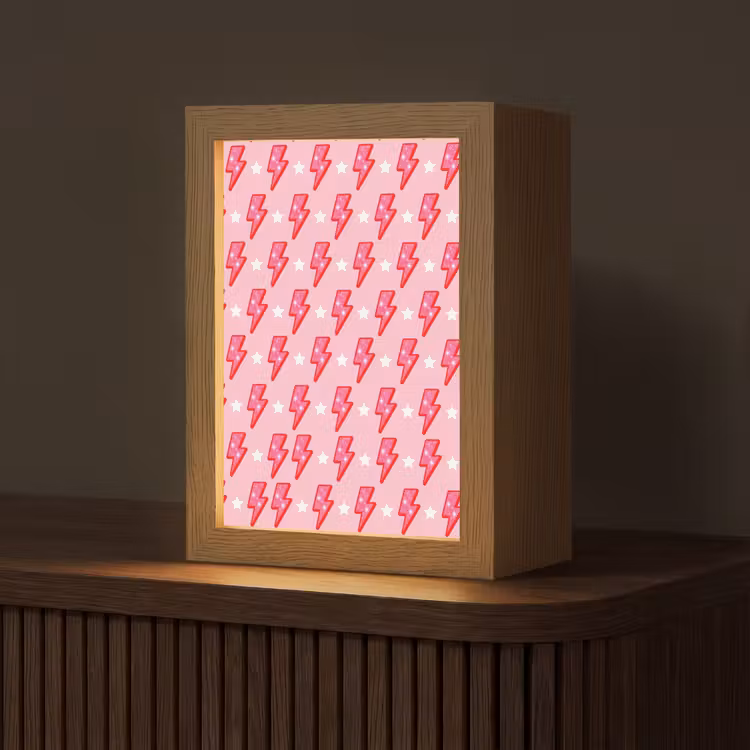 Patroon - Bliksem - Ster - Glitter - Roze Light Box met kabel (Tafellamp) klein -z3d_website