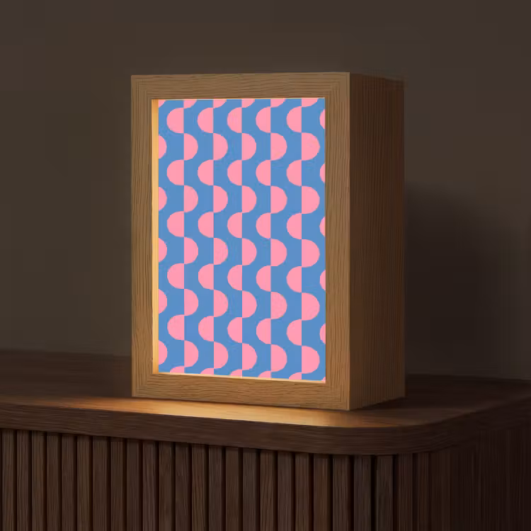 Personalisierte Lightbox - Muster – Halbkreise – Abstrakt – Modern – Rosa – Blau - Patroon - Halve cirkels - Abstract - Modern - Roze - Blauw Light Box met kabel (Tafellamp) klein