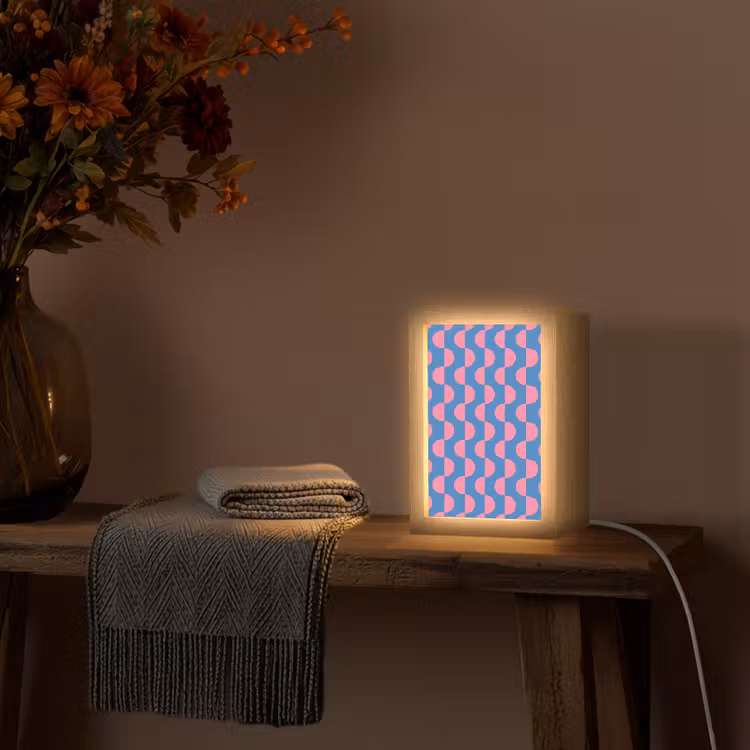 Personalisierte Lightbox - Muster – Halbkreise – Abstrakt – Modern – Rosa – Blau - Patroon - Halve cirkels - Abstract - Modern - Roze - Blauw Light Box met kabel (Tafellamp) klein