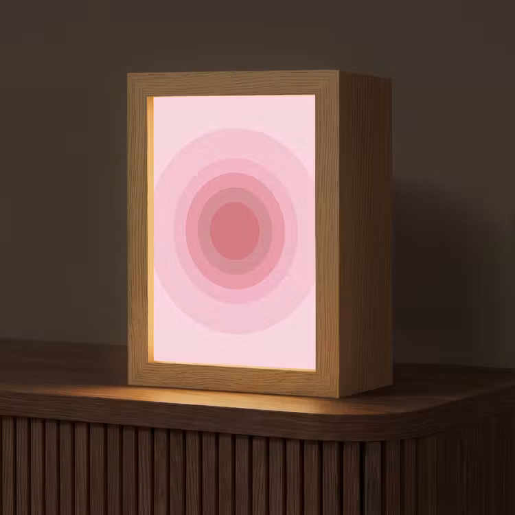 Personalisierte Lightbox - Muster – Kreise – Abstrakt – Rosa – Modern - Patroon - Cirkels - Abstract - Roze - Modern Light Box met kabel (Tafellamp) klein