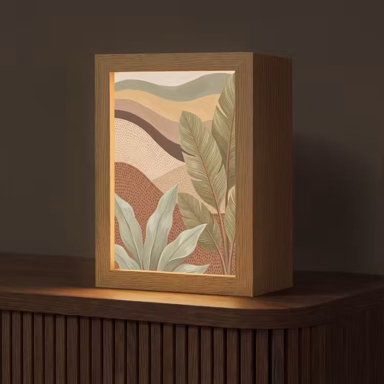 Natuur - Bladeren - Landschap - Abstract - Aardetinten Light Box met kabel (Tafellamp) klein -z3d_website