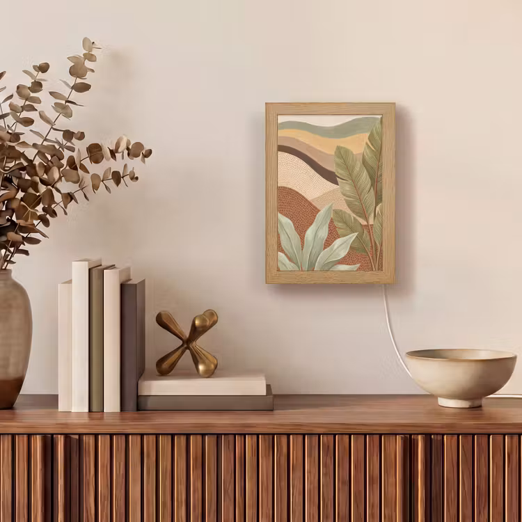 Natuur - Bladeren - Landschap - Abstract - Aardetinten Light Box met kabel (Tafellamp) klein -sfeer2