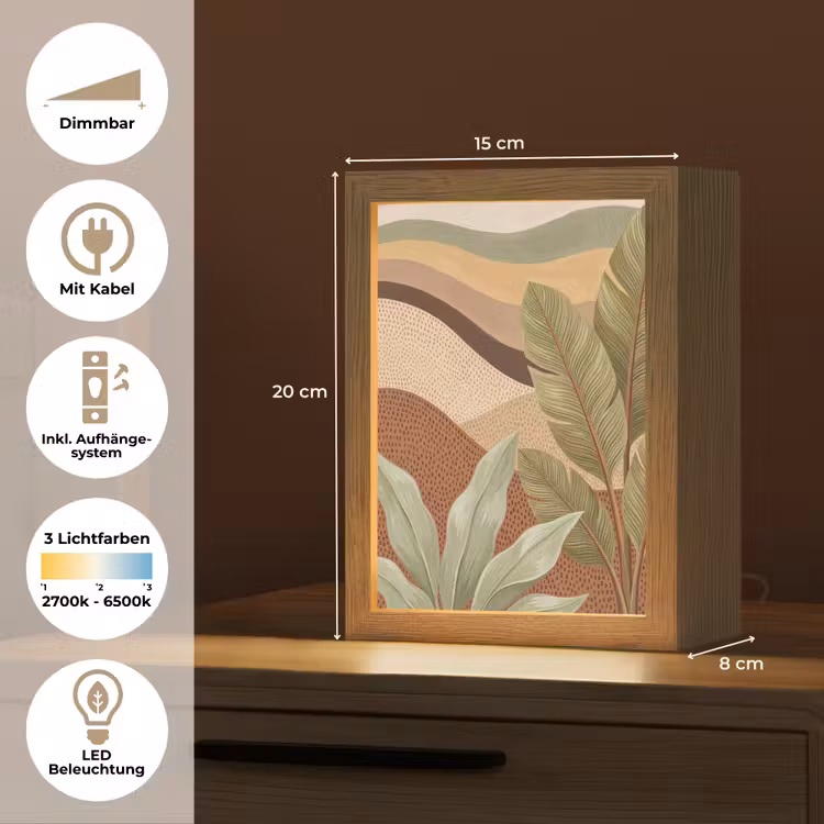 Natuur - Bladeren - Landschap - Abstract - Aardetinten Light Box met kabel (Tafellamp) klein -USP_DE