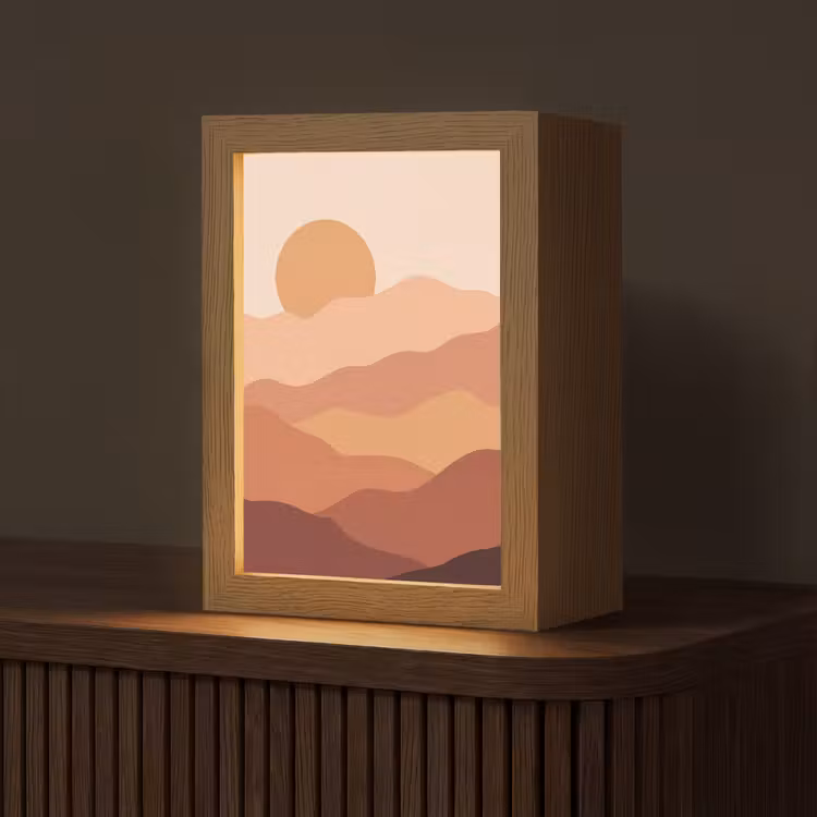Natuur - Heuvels - Abstract - Modern - Oranje Light Box met kabel (Tafellamp) klein -z3d_website