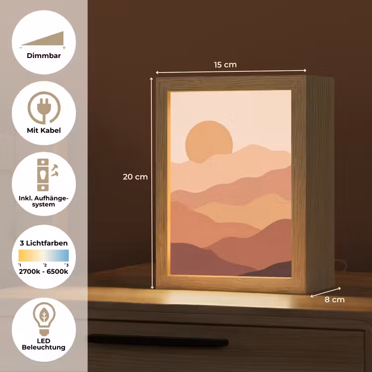 Natuur - Heuvels - Abstract - Modern - Oranje Light Box met kabel (Tafellamp) klein -USP_DE