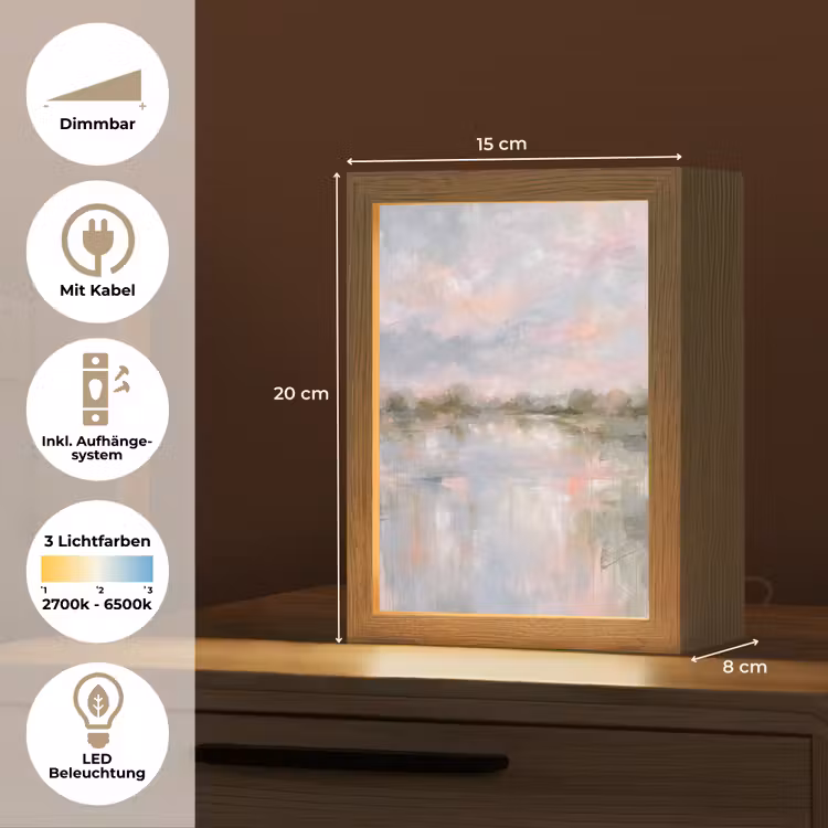 Personalisierte Lightbox - Natur – Landschaft – Abstrakt – Wasser – Grün - Natuur - Landschap - Abstract - Water - Groen Light Box met kabel (Tafellamp) klein