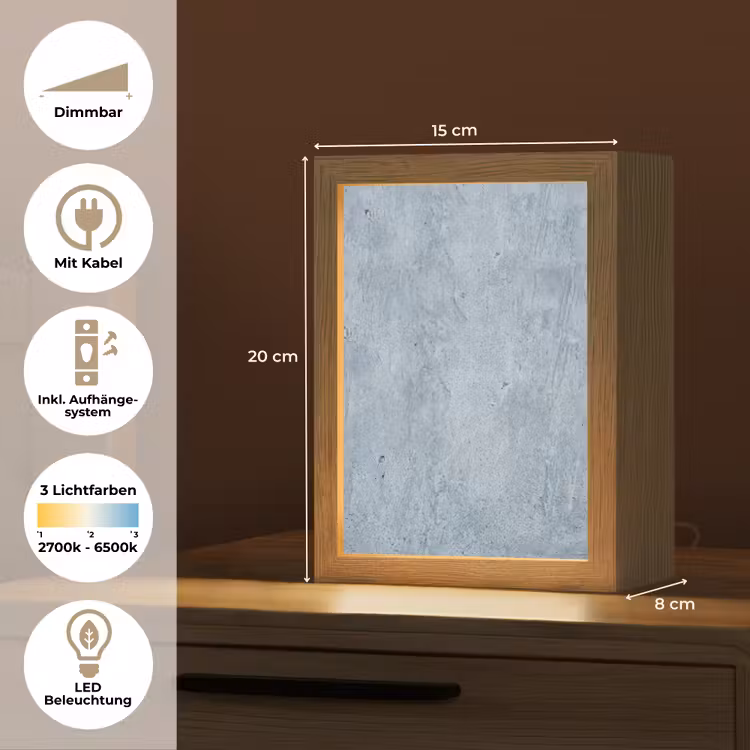 Oppervlak - Ruw - Abstract - Modern - Grijs Light Box met kabel (Tafellamp) klein -USP_DE