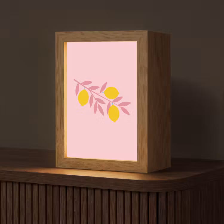 Fruit - Tak - Natuur - Abstract - Roze Light Box met kabel (Tafellamp) klein -z3d_website