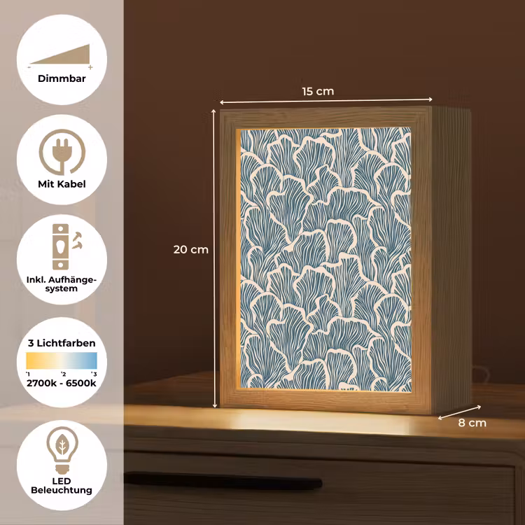 Organisch - Blauw - Crème - Schelpen Light Box met kabel (Tafellamp) klein 925 -USP_DE