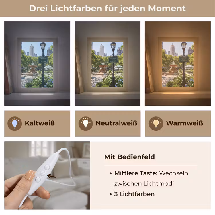 Personalisierte Lightbox - Park – Springbrunnen – Stadt – Natur - Park - Fontein - Stad - Natuur Light Box met kabel (Tafellamp) klein