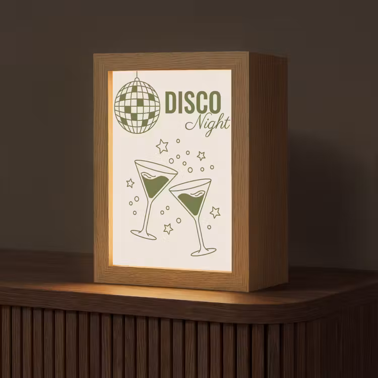 Personalisierte Lightbox - Party – Disco – Alkohol – Illustration – Grün - Feest - Disco - Drank - Illustratie - Groen Light Box met kabel (Tafellamp) klein