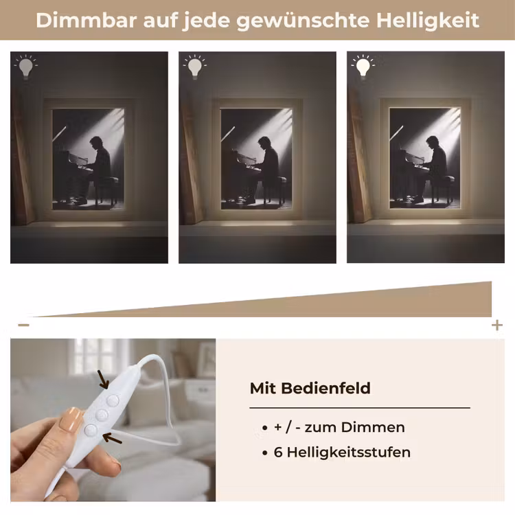 Persoon - Piano - Muziek - Zwart-wit - Podium Light Box met kabel (Tafellamp) klein -USP_dimbaarDE