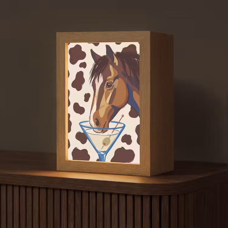 Personalisierte Lightbox - Pferd – Martini – Tiere – Abstrakt – Braun - Paard - Martini - Dieren - Abstract - Bruin Light Box met kabel (Tafellamp) klein