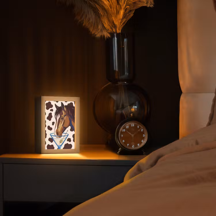 Personalisierte Lightbox - Pferd – Martini – Tiere – Abstrakt – Braun - Paard - Martini - Dieren - Abstract - Bruin Light Box met kabel (Tafellamp) klein
