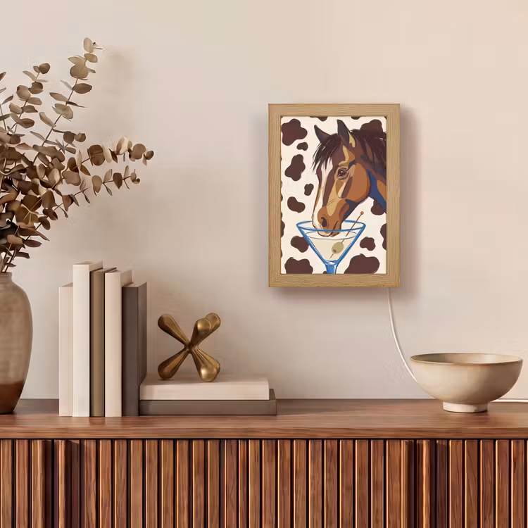 Personalisierte Lightbox - Pferd – Martini – Tiere – Abstrakt – Braun - Paard - Martini - Dieren - Abstract - Bruin Light Box met kabel (Tafellamp) klein