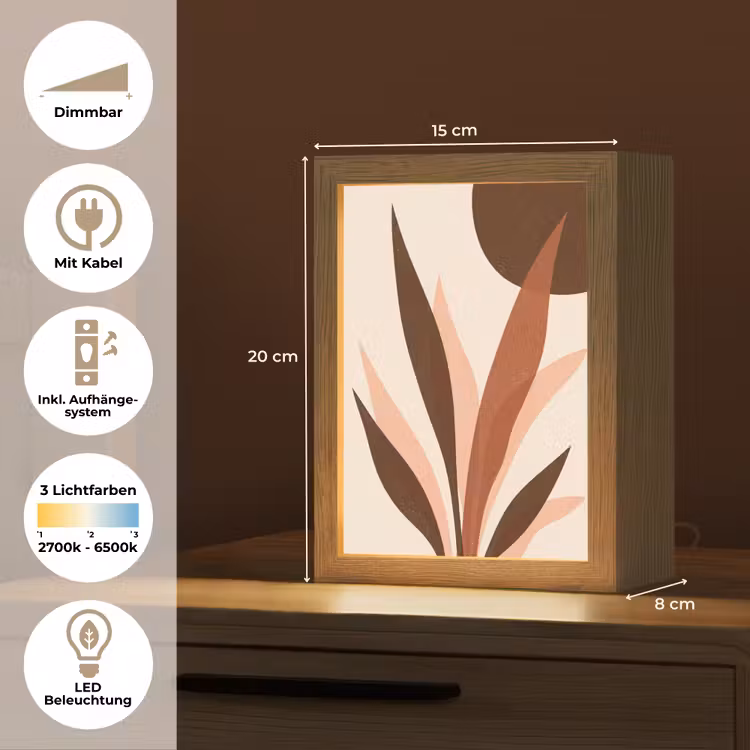 Planten - Abstract - Natuur - Bruin Light Box met kabel (Tafellamp) klein -USP_DE