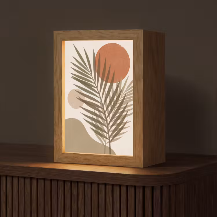 Planten - Bladeren - Abstract - Modern - Beige Light Box met kabel (Tafellamp) klein -z3d_website