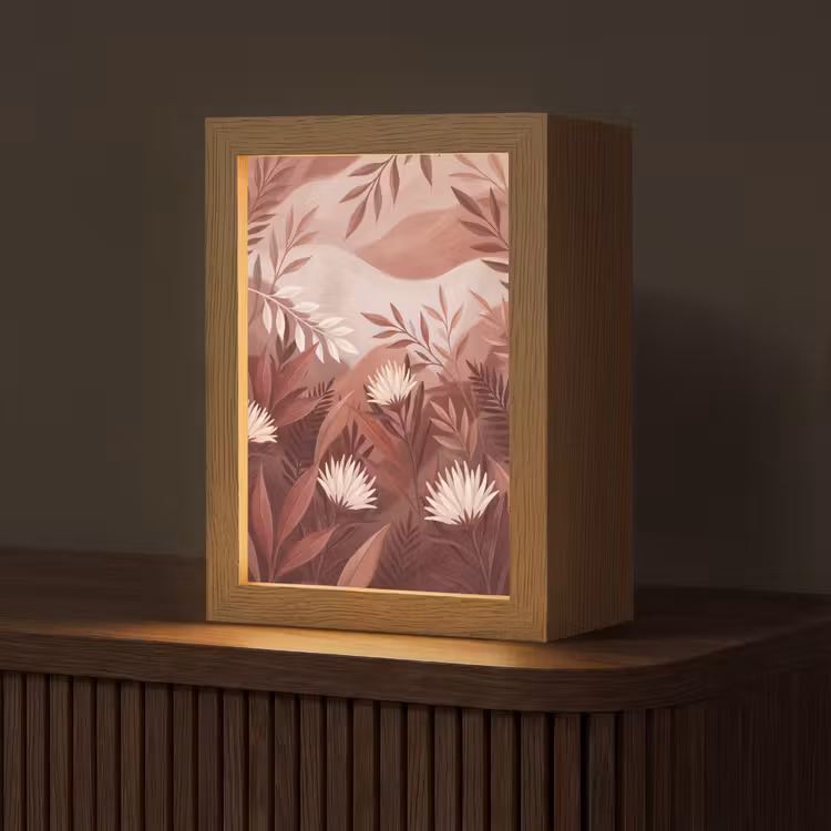 Planten - Bladeren - Botanisch - Modern - Bruin Light Box met kabel (Tafellamp) klein -z3d_website