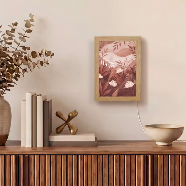 Planten - Bladeren - Botanisch - Modern - Bruin Light Box met kabel (Tafellamp) klein -sfeer2