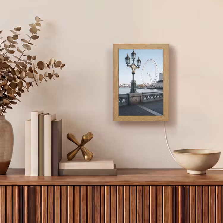 Personalisierte Lightbox - Riesenrad – London – Stadt – Architektur – Brücke - Reuzenrad - Londen - Stad - Architectuur - Brug Light Box met kabel (Tafellamp) klein