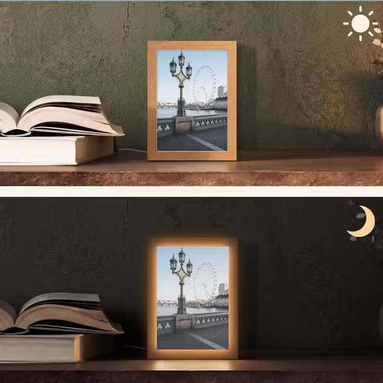 Personalisierte Lightbox - Riesenrad – London – Stadt – Architektur – Brücke - Reuzenrad - Londen - Stad - Architectuur - Brug Light Box met kabel (Tafellamp) klein