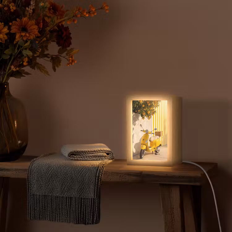 Personalisierte Lightbox - Roller – Natur – Sommer – Gelb – Mittelmeer - Scooter - Natuur - Zomer - Geel - Mediterraan Light Box met kabel (Tafellamp) klein