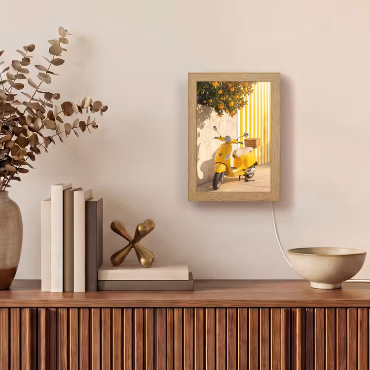 Personalisierte Lightbox - Roller – Natur – Sommer – Gelb – Mittelmeer - Scooter - Natuur - Zomer - Geel - Mediterraan Light Box met kabel (Tafellamp) klein
