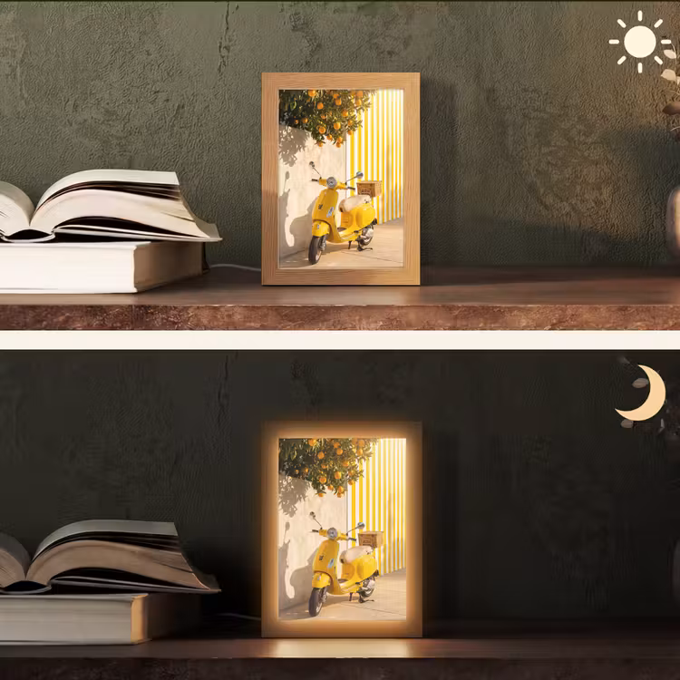 Personalisierte Lightbox - Roller – Natur – Sommer – Gelb – Mittelmeer - Scooter - Natuur - Zomer - Geel - Mediterraan Light Box met kabel (Tafellamp) klein
