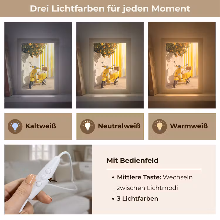 Personalisierte Lightbox - Roller – Natur – Sommer – Gelb – Mittelmeer - Scooter - Natuur - Zomer - Geel - Mediterraan Light Box met kabel (Tafellamp) klein