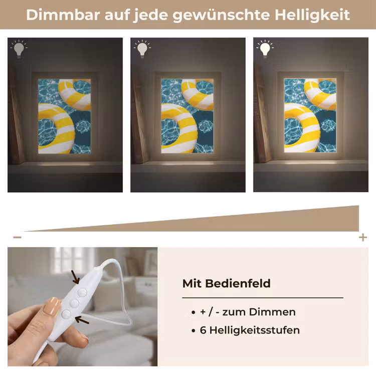 Personalisierte Lightbox - Schwimmbad – Schwimmringe – Sommer – Gelb – Blau - Zwembad - Zwembanden - Zomer - Geel - Blauw Light Box met kabel (Tafellamp) klein