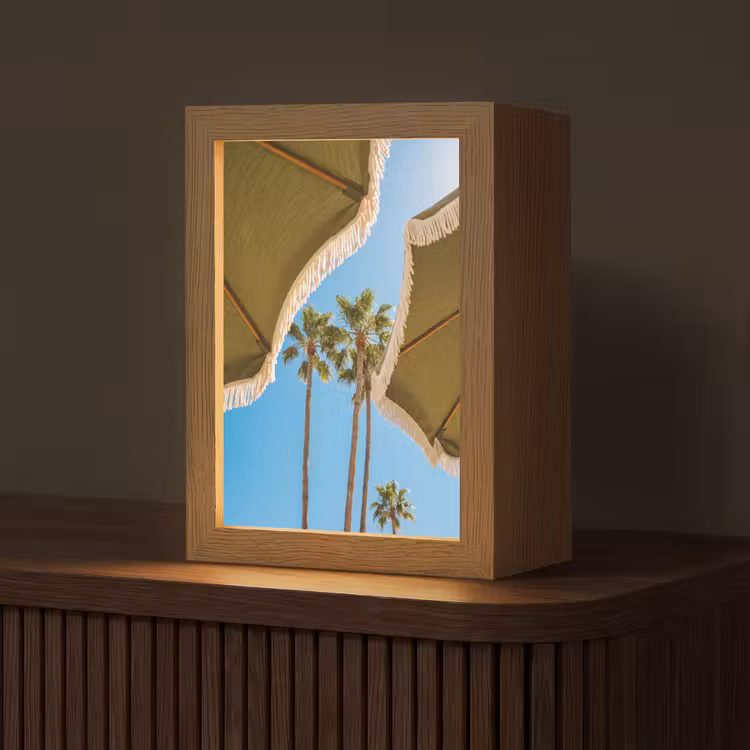 Personalisierte Lightbox - Sonnenschirm – Grün – Fransen – Sommer – Tropisch - Parasol - Groen - Franjes - Zomer - Tropisch Light Box met kabel (Tafellamp) klein