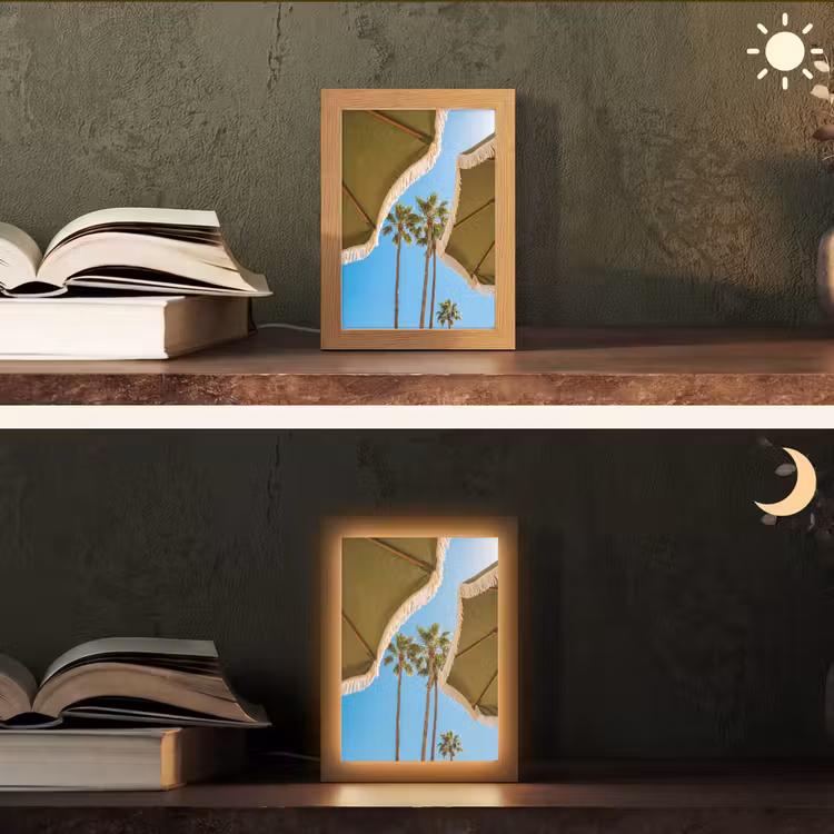 Personalisierte Lightbox - Sonnenschirm – Grün – Fransen – Sommer – Tropisch - Parasol - Groen - Franjes - Zomer - Tropisch Light Box met kabel (Tafellamp) klein