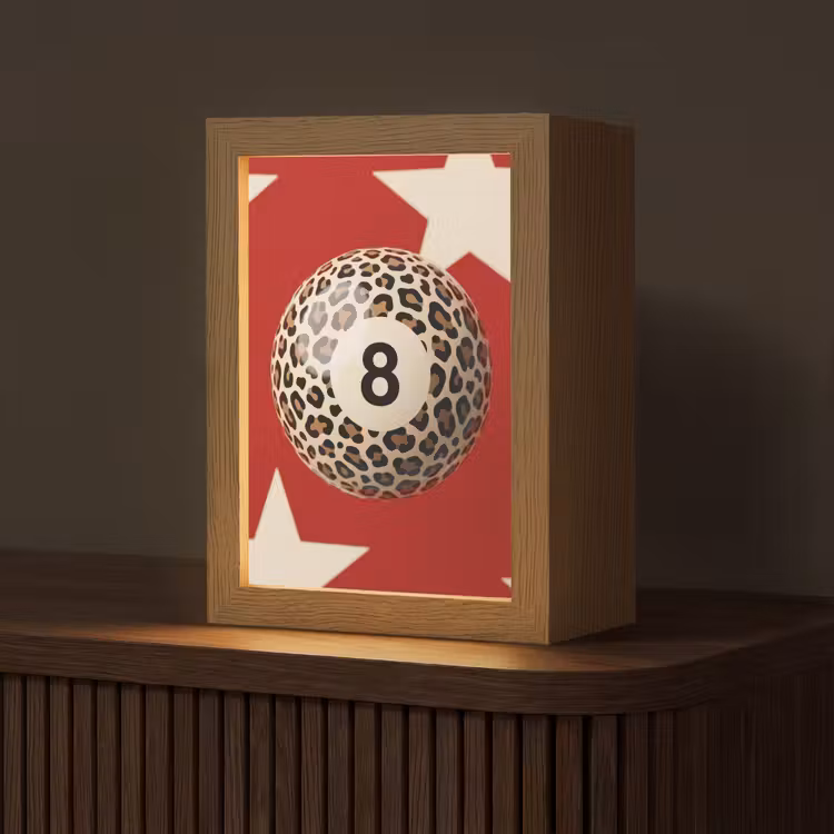 Personalisierte Lightbox - Spiel – Tiermuster – Nummer 8 – Modern – Rot - Spel - Dierenprint - Nummer 8 - Modern - Rood Light Box met kabel (Tafellamp) klein