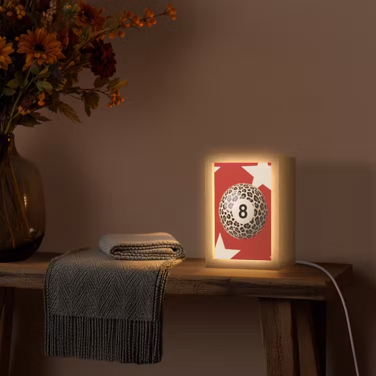Personalisierte Lightbox - Spiel – Tiermuster – Nummer 8 – Modern – Rot - Spel - Dierenprint - Nummer 8 - Modern - Rood Light Box met kabel (Tafellamp) klein