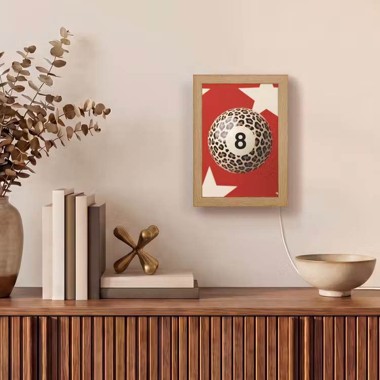 Personalisierte Lightbox - Spiel – Tiermuster – Nummer 8 – Modern – Rot - Spel - Dierenprint - Nummer 8 - Modern - Rood Light Box met kabel (Tafellamp) klein