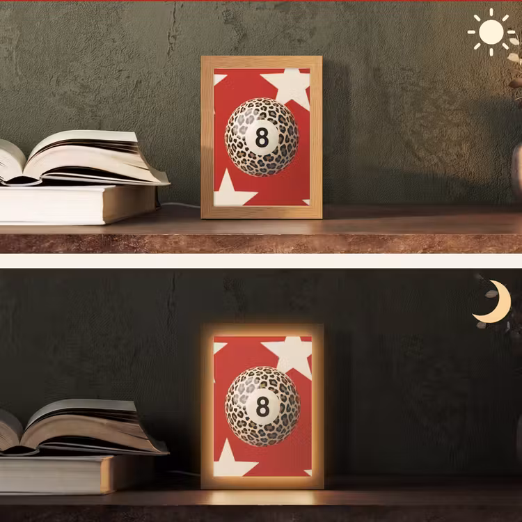Personalisierte Lightbox - Spiel – Tiermuster – Nummer 8 – Modern – Rot - Spel - Dierenprint - Nummer 8 - Modern - Rood Light Box met kabel (Tafellamp) klein