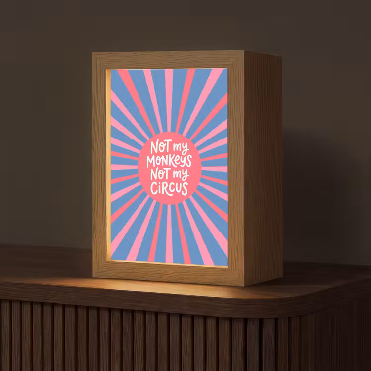 Personalisierte Lightbox - Spruch – Grafisch – Abstrakt – Rosa – Blau - Spreuk - Grafisch - Abstract - Roze - Blauw Light Box met kabel (Tafellamp) klein