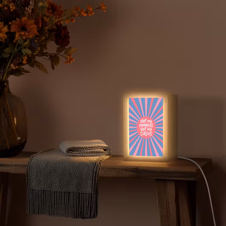 Personalisierte Lightbox - Spruch – Grafisch – Abstrakt – Rosa – Blau - Spreuk - Grafisch - Abstract - Roze - Blauw Light Box met kabel (Tafellamp) klein
