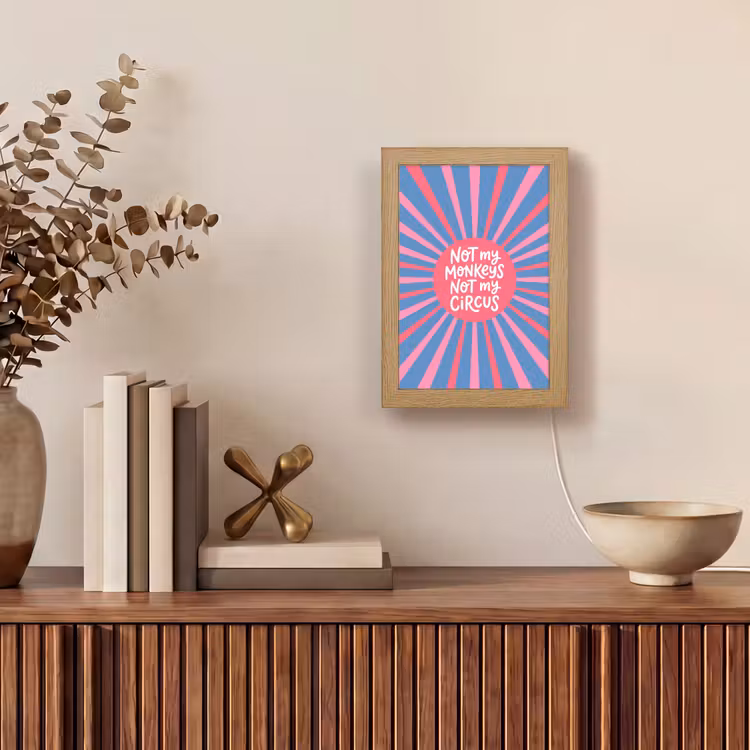Personalisierte Lightbox - Spruch – Grafisch – Abstrakt – Rosa – Blau - Spreuk - Grafisch - Abstract - Roze - Blauw Light Box met kabel (Tafellamp) klein