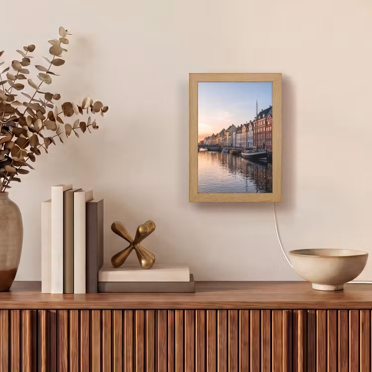 Personalisierte Lightbox - Stadt – Kanal – Sonnenuntergang – Klassisch – Farbenfroh - Stad - Gracht - Zonsondergang - Klassiek - Kleurrijk Light Box met kabel (Tafellamp) klein