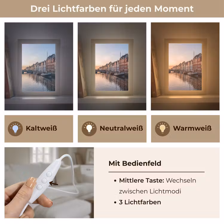 Personalisierte Lightbox - Stadt – Kanal – Sonnenuntergang – Klassisch – Farbenfroh - Stad - Gracht - Zonsondergang - Klassiek - Kleurrijk Light Box met kabel (Tafellamp) klein