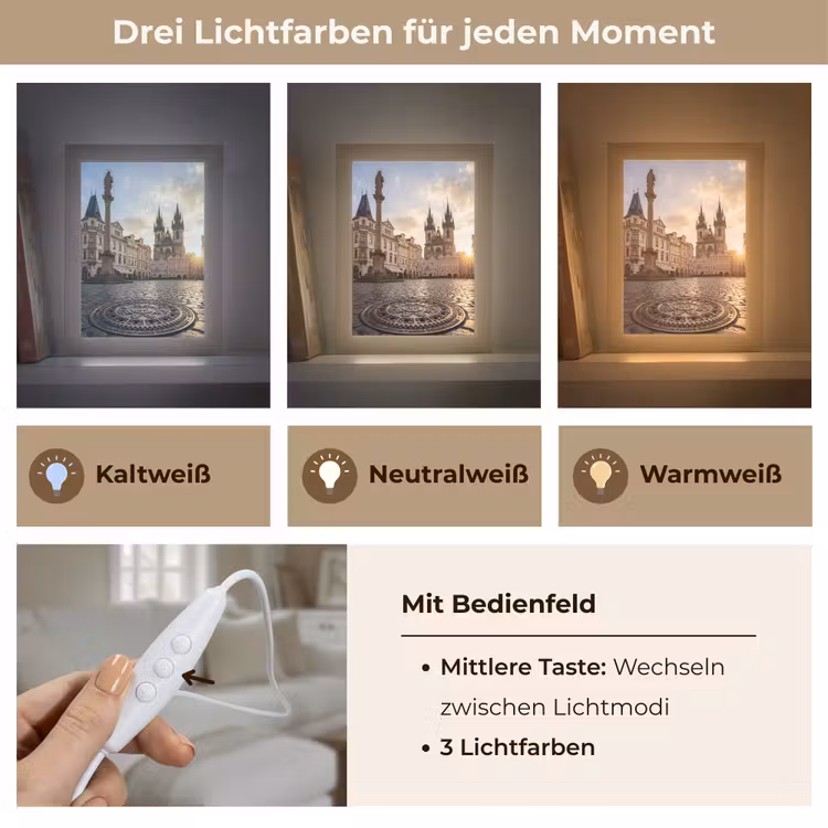 Personalisierte Lightbox - Stadt – Prag – Morgen – Architektur – Gold - Stad - Praag - Ochtend - Architectuur - Goud Light Box met kabel (Tafellamp) klein