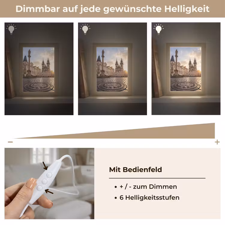 Personalisierte Lightbox - Stadt – Prag – Morgen – Architektur – Gold - Stad - Praag - Ochtend - Architectuur - Goud Light Box met kabel (Tafellamp) klein
