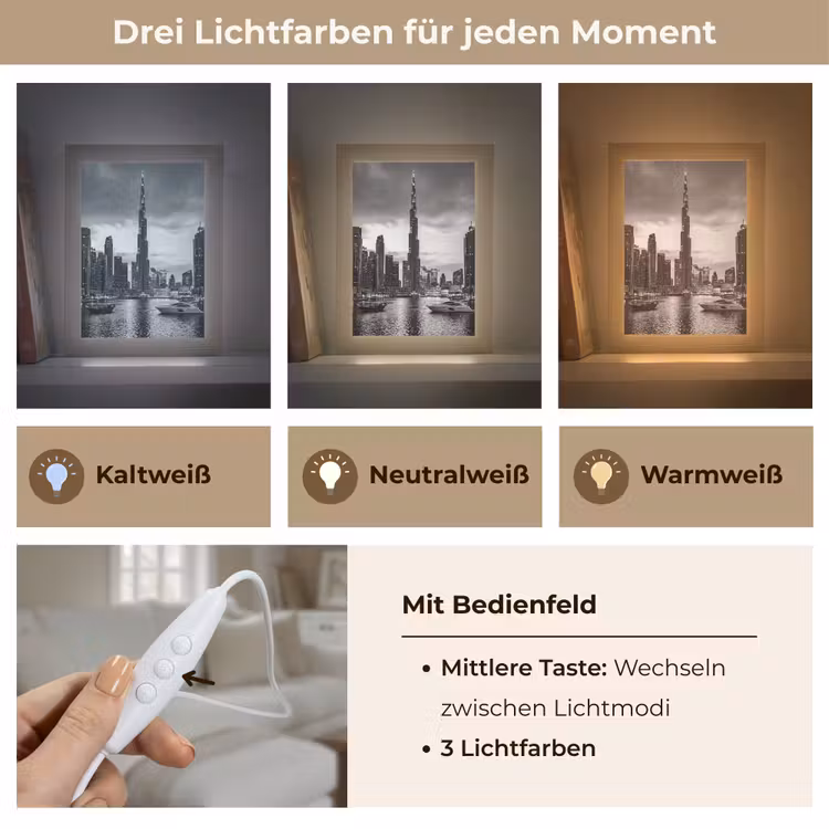 Personalisierte Lightbox - Stadt – Skyline – Architektur – Abend – Schwarz-Weiß - Stad - Skyline - Architectuur - Avond - Zwart-wit Light Box met kabel (Tafellamp) klein