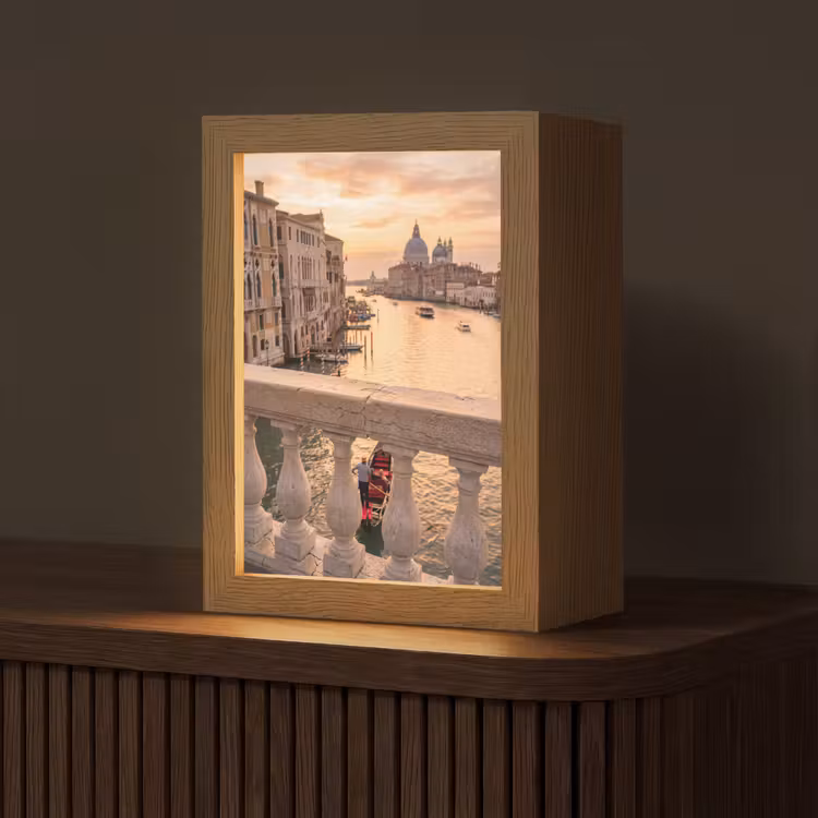Personalisierte Lightbox - Stadt – Venedig – Kanal – Sonnenaufgang – Architektur – Gold — 1