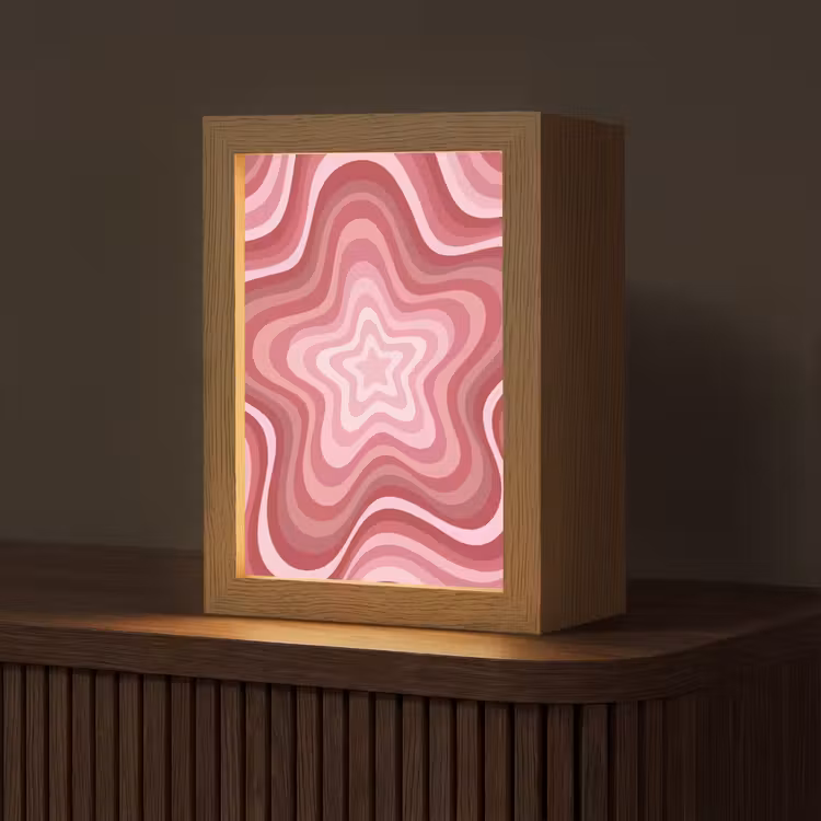 Personalisierte Lightbox - Stern – Wellenförmig – Abstrakt – Rosa - Ster - Golvend - Abstract - Roze Light Box met kabel (Tafellamp) klein