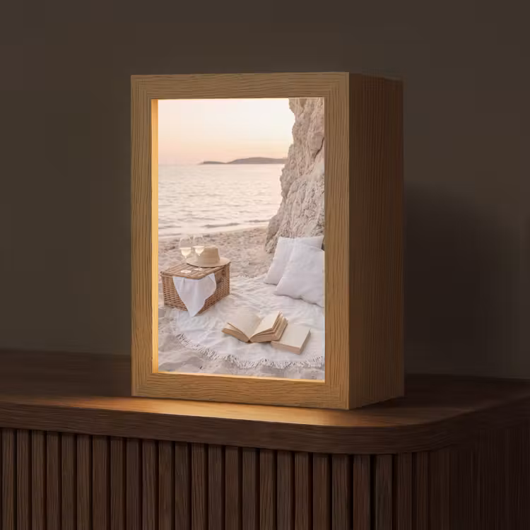 Personalisierte Lightbox - Strand – Picknick – Sonnenuntergang – Sommer – Natur - Strand - Picknick - Zonsondergang - Zomer - Natuur Light Box met kabel (Tafellamp) klein