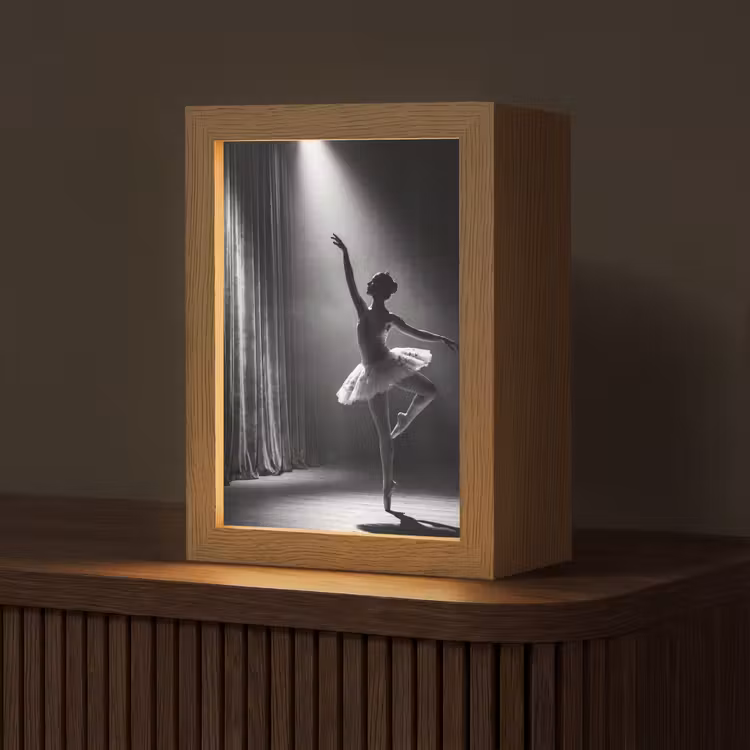 Danser - Podium - Zwart-wit - Kunst - Klassiek Light Box met kabel (Tafellamp) klein -z3d_website