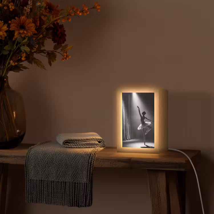 Danser - Podium - Zwart-wit - Kunst - Klassiek Light Box met kabel (Tafellamp) klein -sfeer4